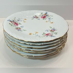 Vintage Wawel Poland Porcelain Floral Gold Trim Dinnerware - dinner plates